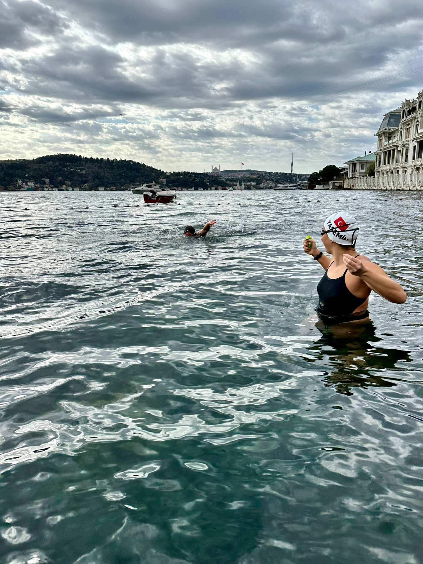 Yasemin in the water in Bebek