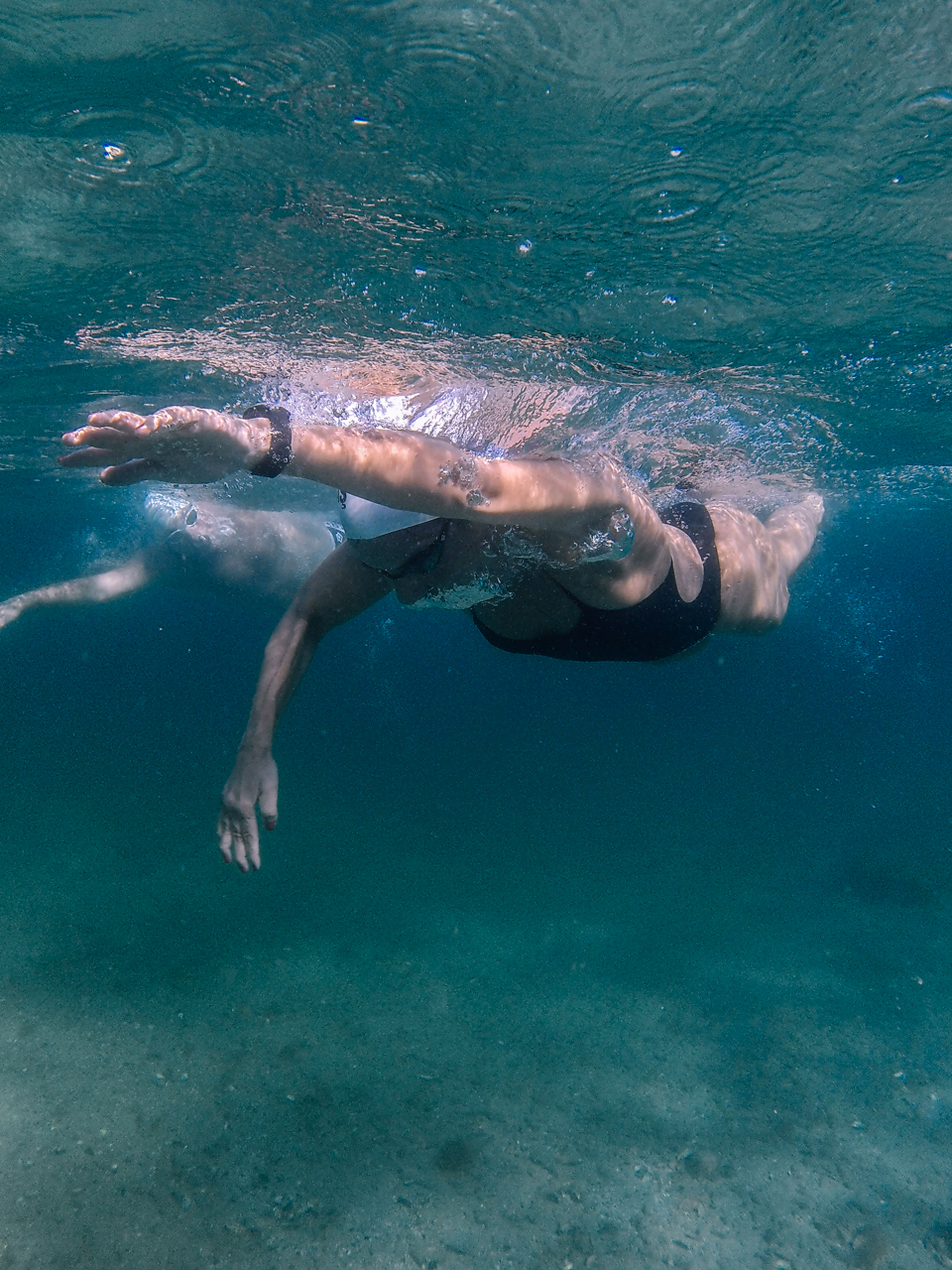 Swimmer underwater in the Bosphorus