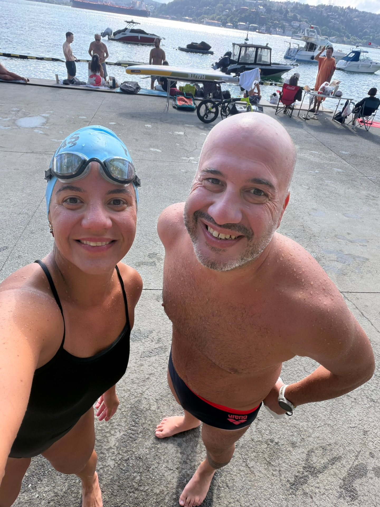 Yasemin and Murat after a swim in Bebek
